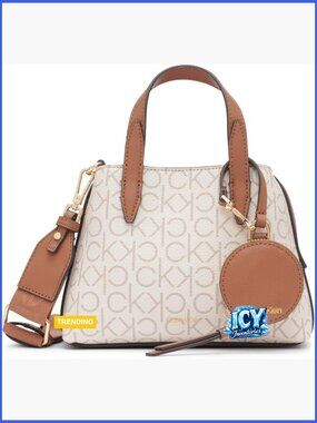 Faux Leather Mini Satchel Crossbody Bag with Triple Compartments